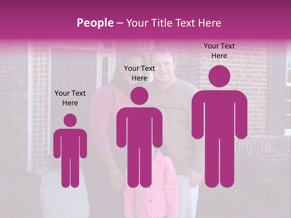 A Family Standing In Front Of Their Home PowerPoint Template