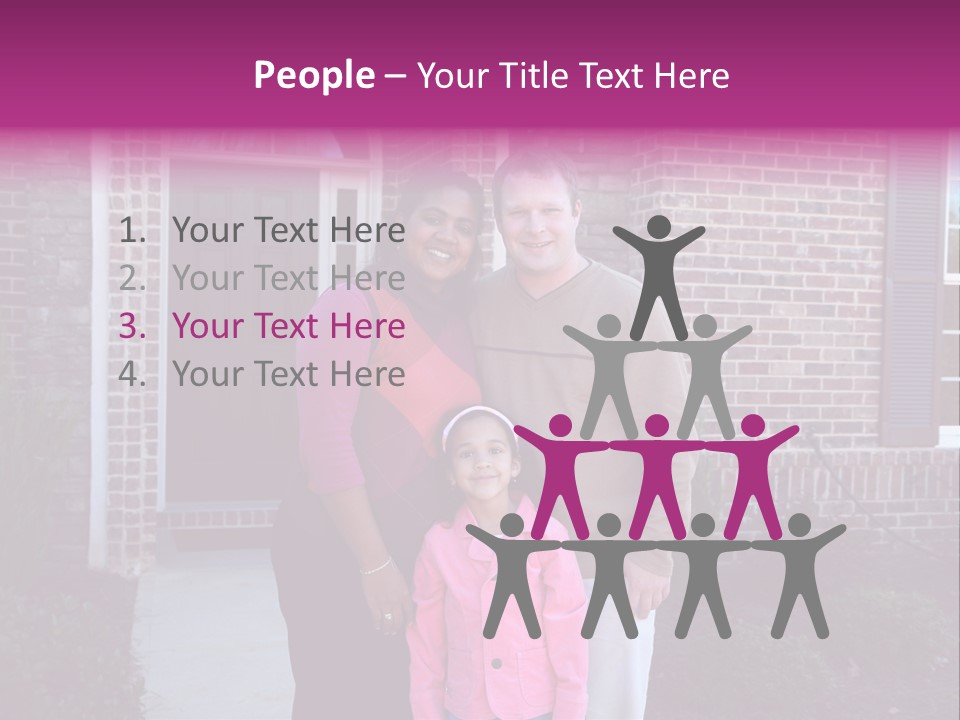 A Family Standing In Front Of Their Home PowerPoint Template