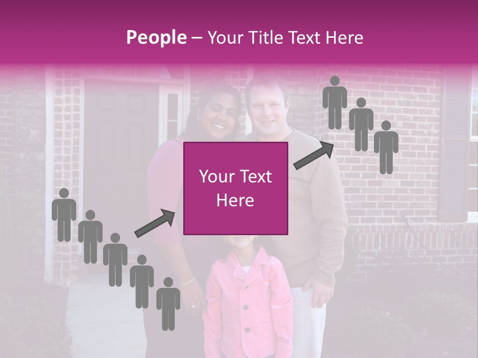 A Family Standing In Front Of Their Home PowerPoint Template