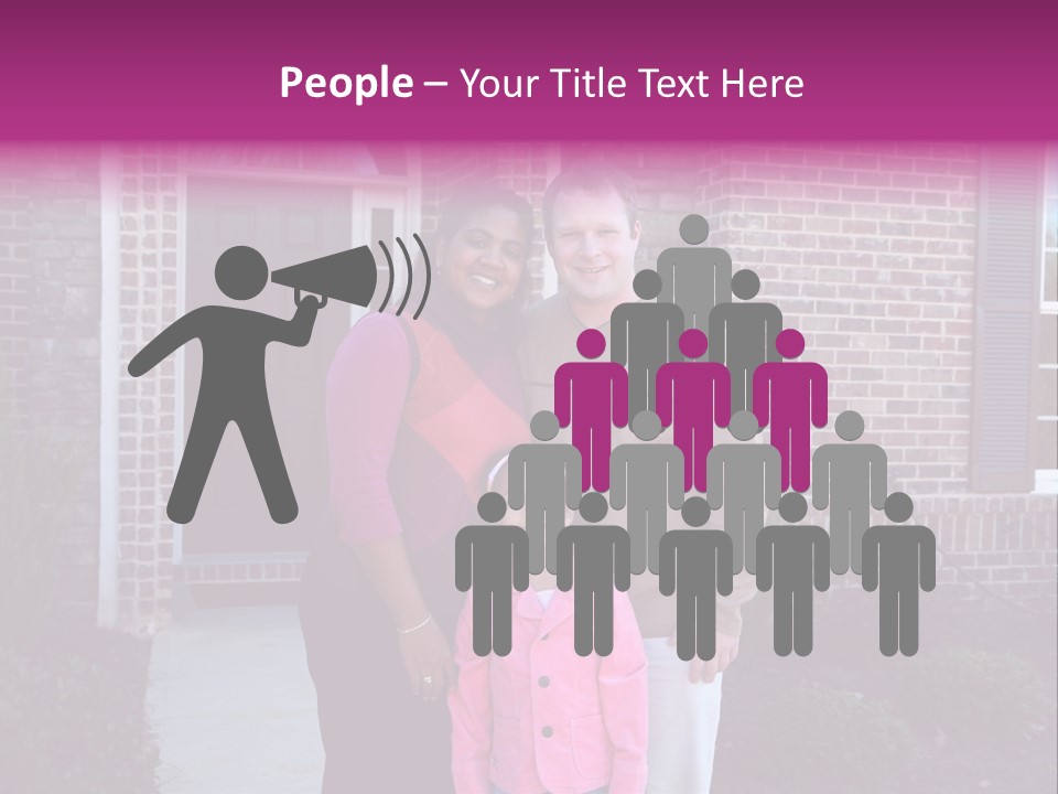 A Family Standing In Front Of Their Home PowerPoint Template