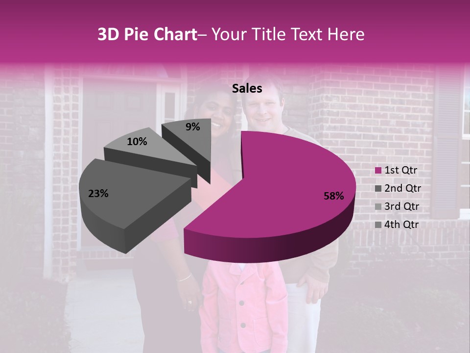 A Family Standing In Front Of Their Home PowerPoint Template
