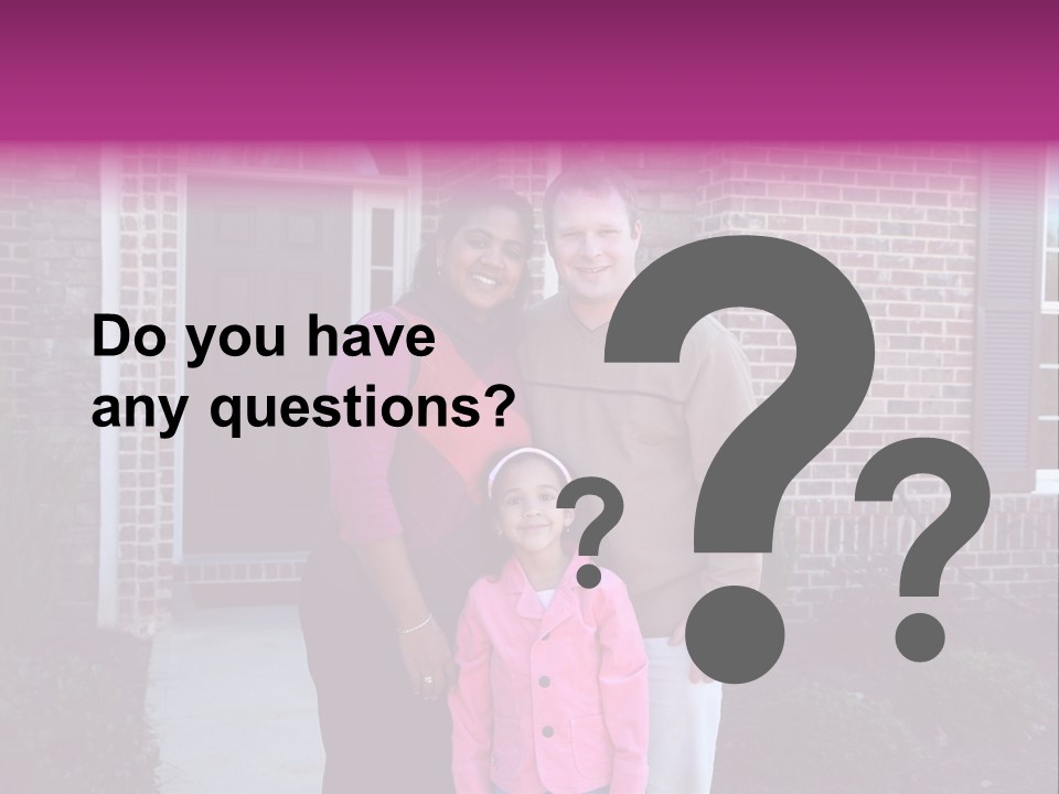 A Family Standing In Front Of Their Home PowerPoint Template