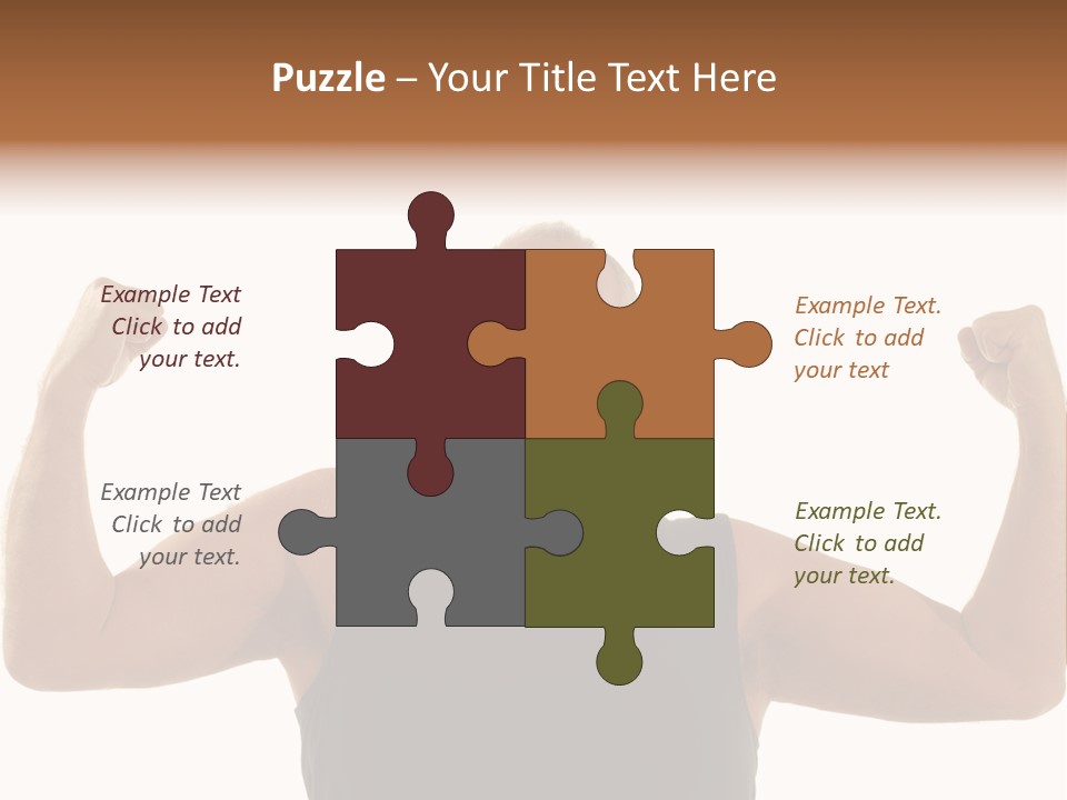 Happy Older Man Flexing During His Fitness Routine; Isolated On White PowerPoint Template