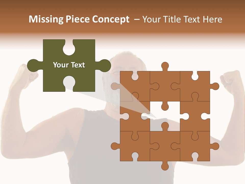 Happy Older Man Flexing During His Fitness Routine; Isolated On White PowerPoint Template