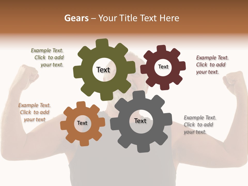 Happy Older Man Flexing During His Fitness Routine; Isolated On White PowerPoint Template