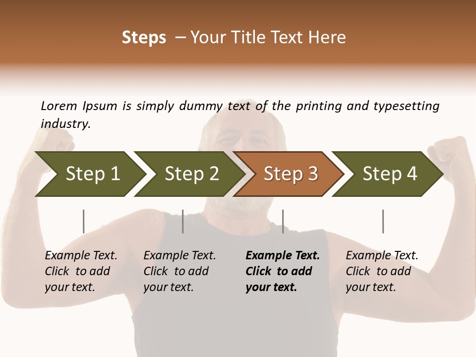 Happy Older Man Flexing During His Fitness Routine; Isolated On White PowerPoint Template