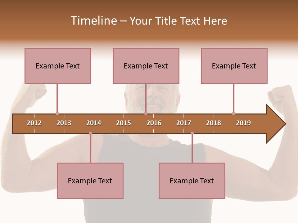 Happy Older Man Flexing During His Fitness Routine; Isolated On White PowerPoint Template