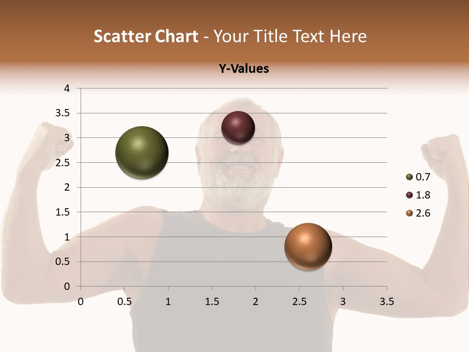 Happy Older Man Flexing During His Fitness Routine; Isolated On White PowerPoint Template