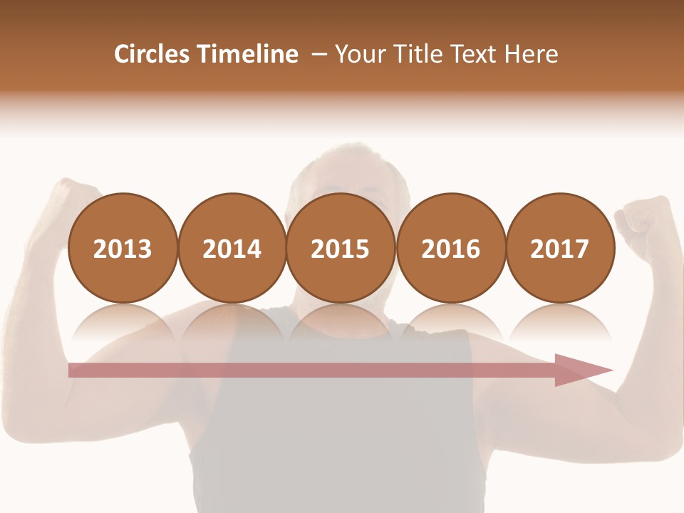 Happy Older Man Flexing During His Fitness Routine; Isolated On White PowerPoint Template