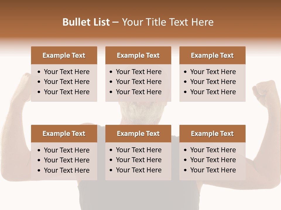 Happy Older Man Flexing During His Fitness Routine; Isolated On White PowerPoint Template