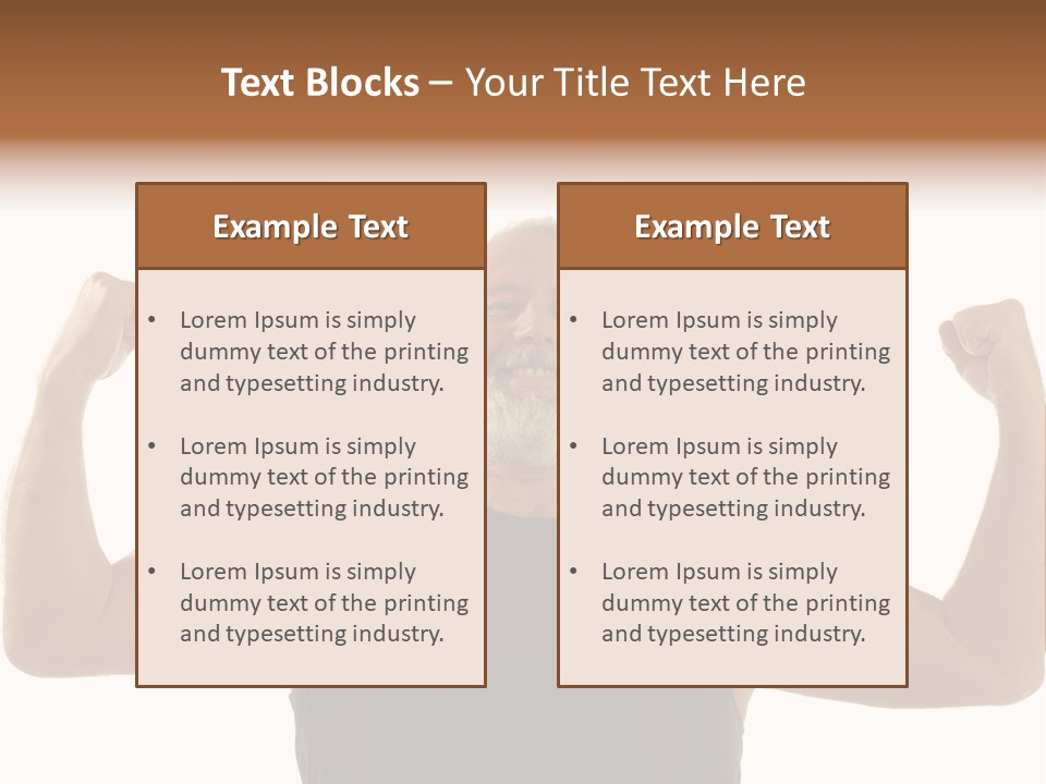 Happy Older Man Flexing During His Fitness Routine; Isolated On White PowerPoint Template