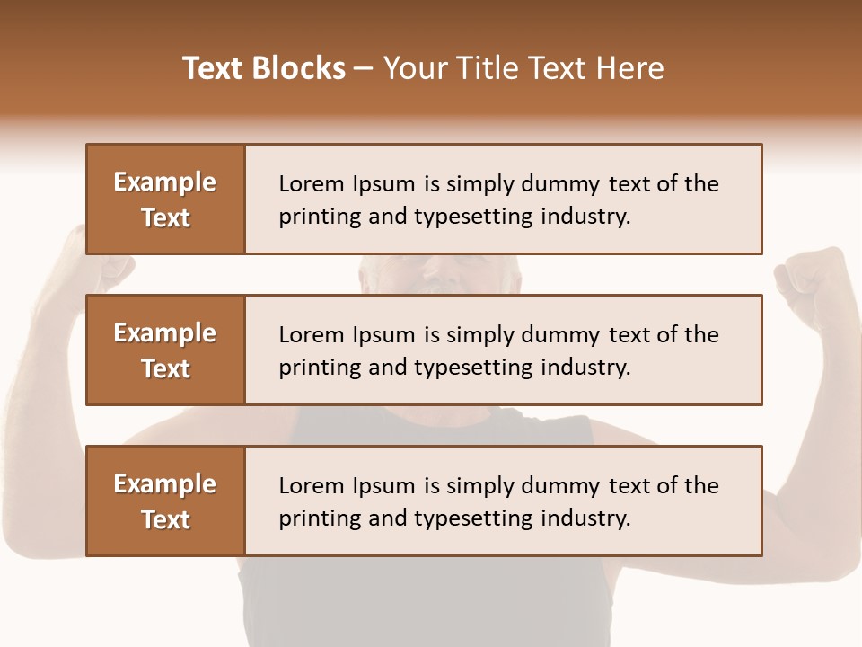 Happy Older Man Flexing During His Fitness Routine; Isolated On White PowerPoint Template