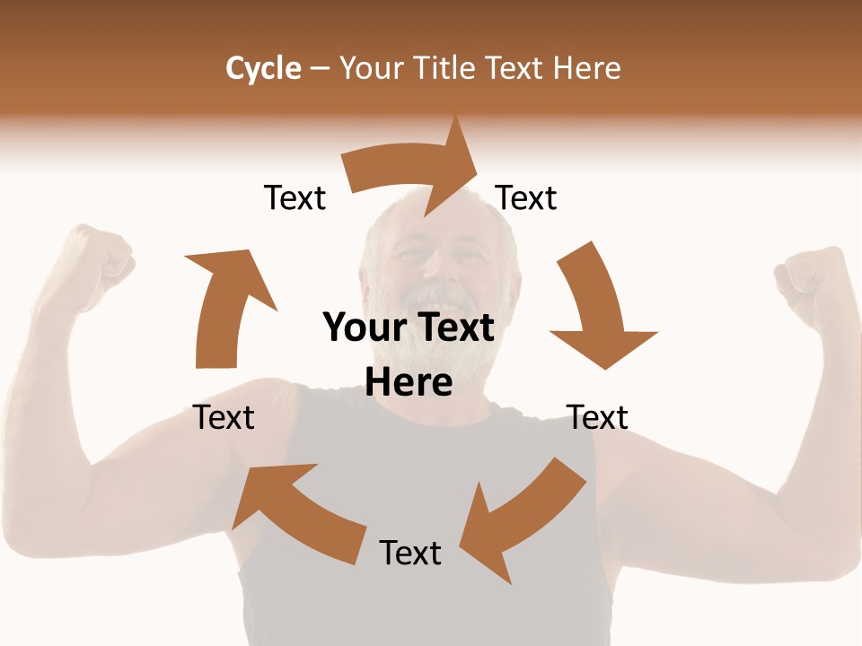 Happy Older Man Flexing During His Fitness Routine; Isolated On White PowerPoint Template