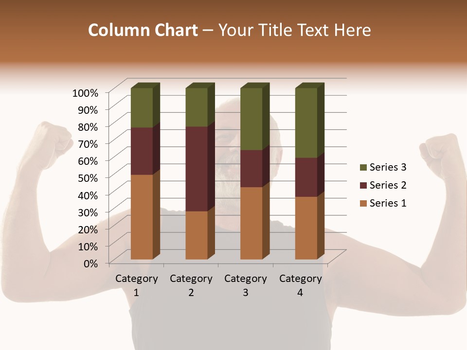 Happy Older Man Flexing During His Fitness Routine; Isolated On White PowerPoint Template