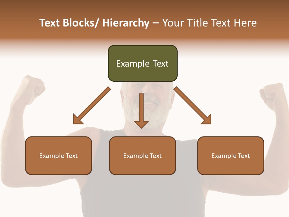 Happy Older Man Flexing During His Fitness Routine; Isolated On White PowerPoint Template