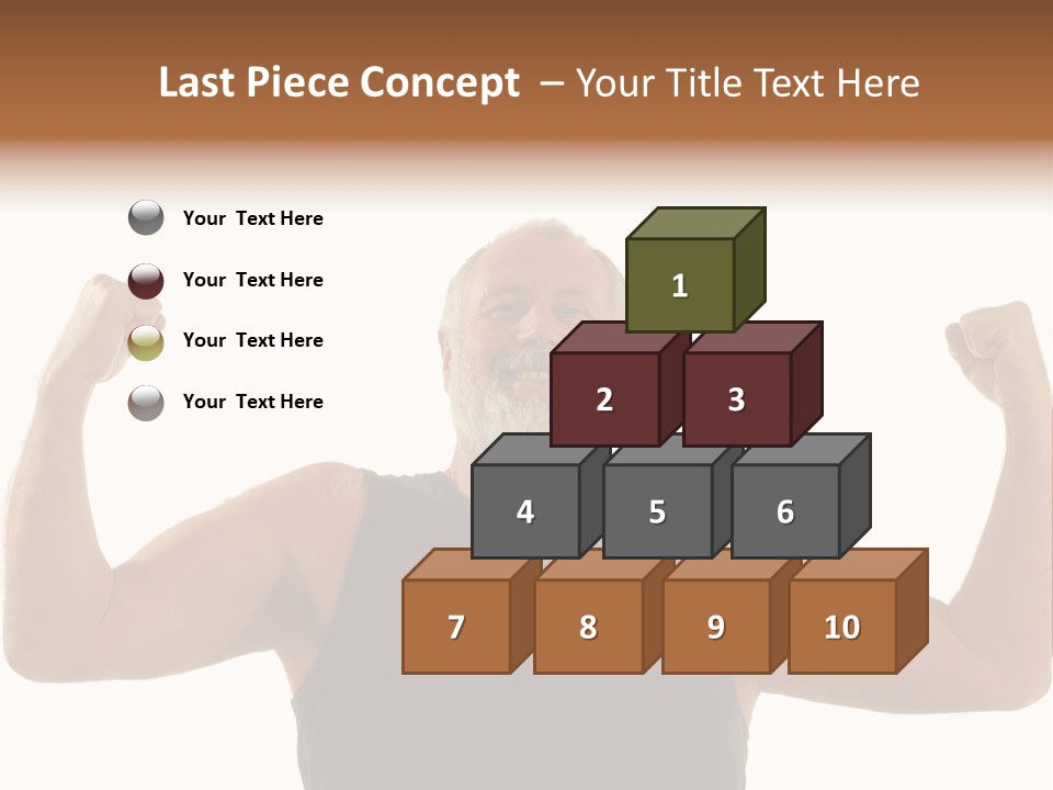 Happy Older Man Flexing During His Fitness Routine; Isolated On White PowerPoint Template