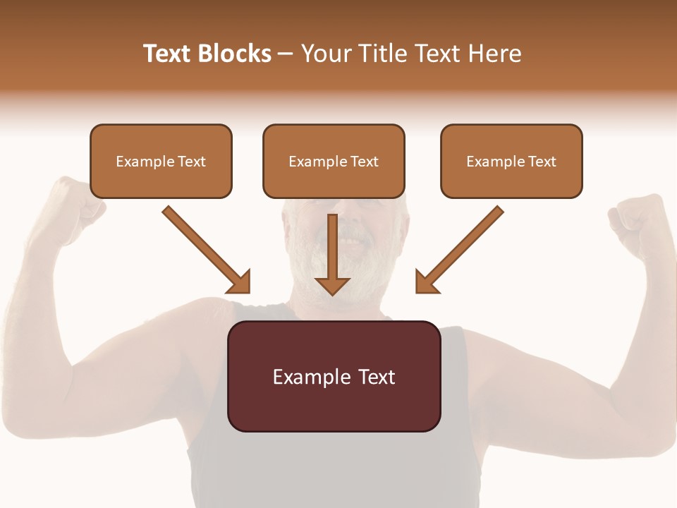 Happy Older Man Flexing During His Fitness Routine; Isolated On White PowerPoint Template