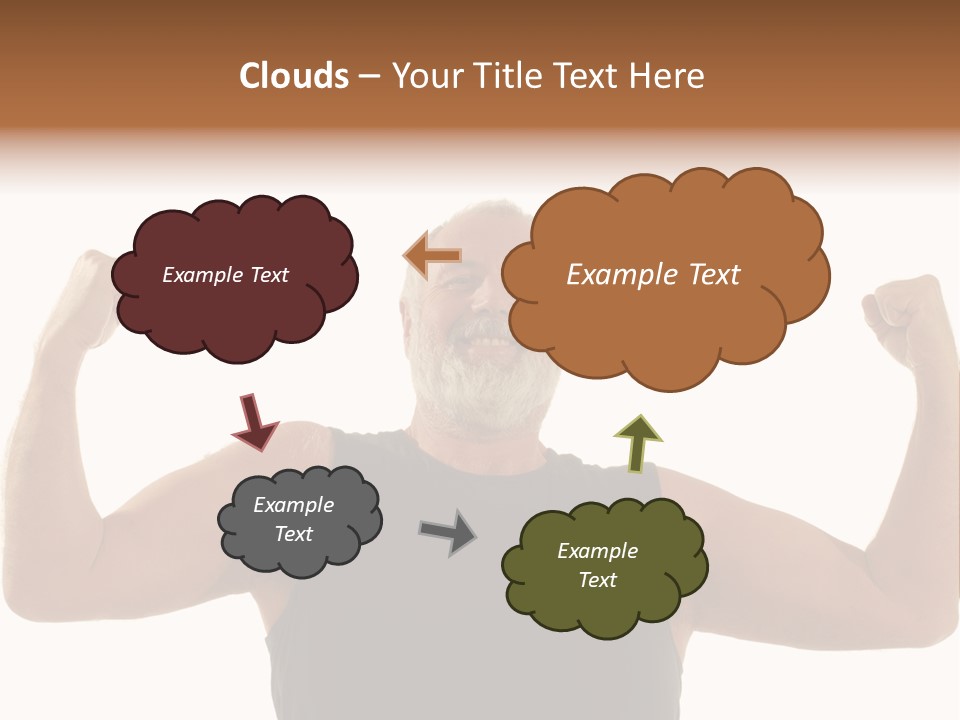 Happy Older Man Flexing During His Fitness Routine; Isolated On White PowerPoint Template