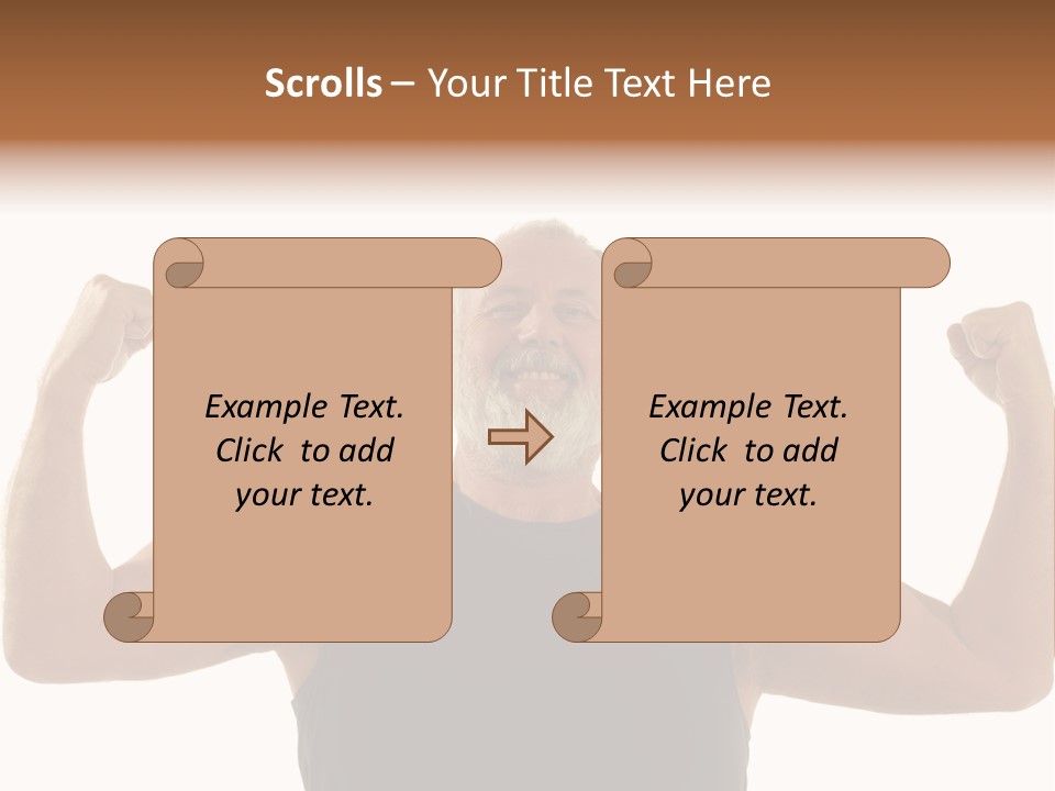 Happy Older Man Flexing During His Fitness Routine; Isolated On White PowerPoint Template