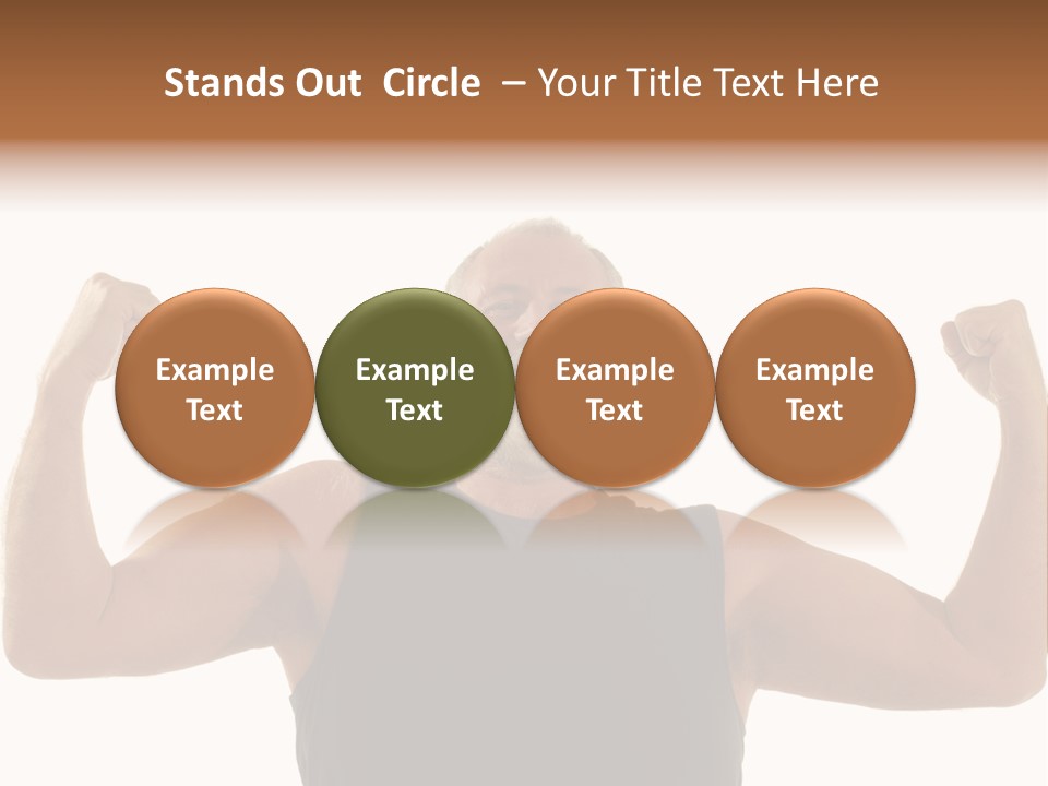 Happy Older Man Flexing During His Fitness Routine; Isolated On White PowerPoint Template