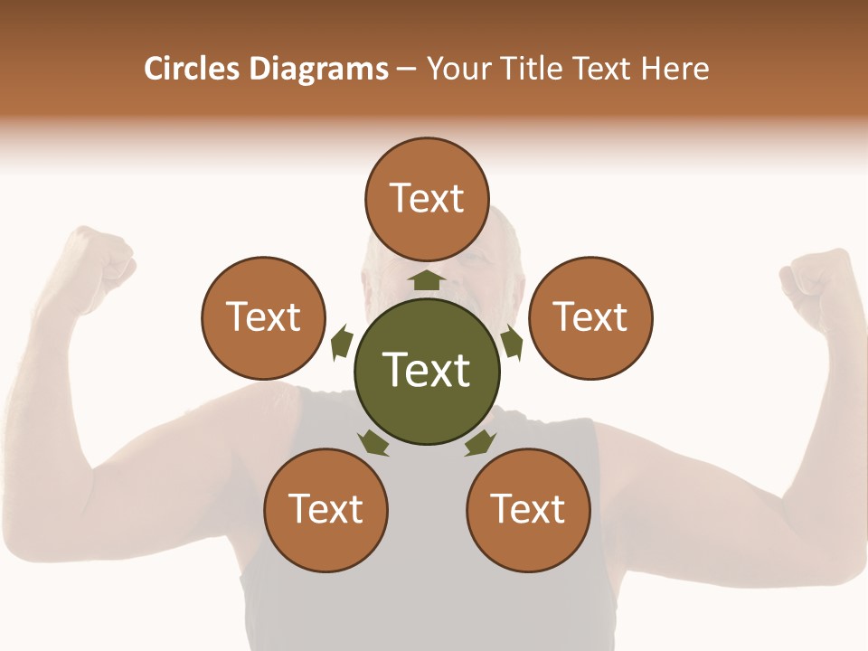 Happy Older Man Flexing During His Fitness Routine; Isolated On White PowerPoint Template