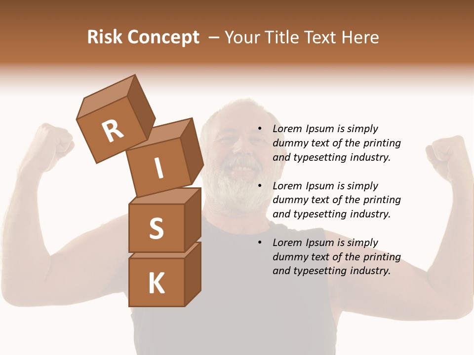 Happy Older Man Flexing During His Fitness Routine; Isolated On White PowerPoint Template