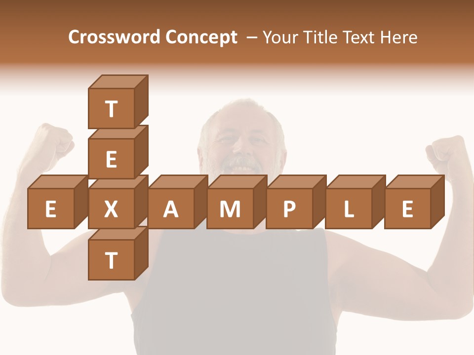 Happy Older Man Flexing During His Fitness Routine; Isolated On White PowerPoint Template