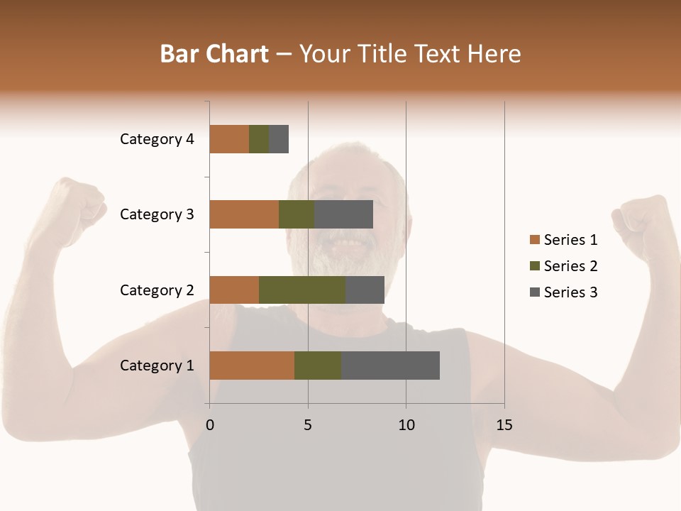 Happy Older Man Flexing During His Fitness Routine; Isolated On White PowerPoint Template