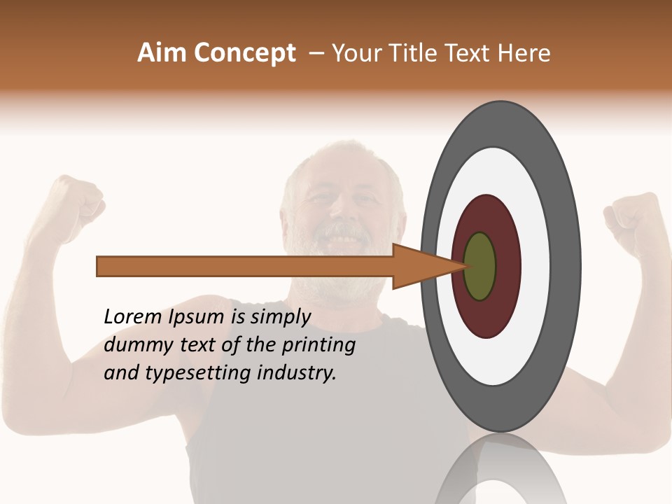 Happy Older Man Flexing During His Fitness Routine; Isolated On White PowerPoint Template