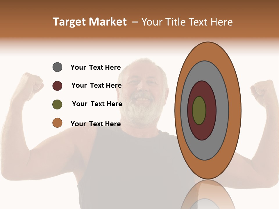 Happy Older Man Flexing During His Fitness Routine; Isolated On White PowerPoint Template