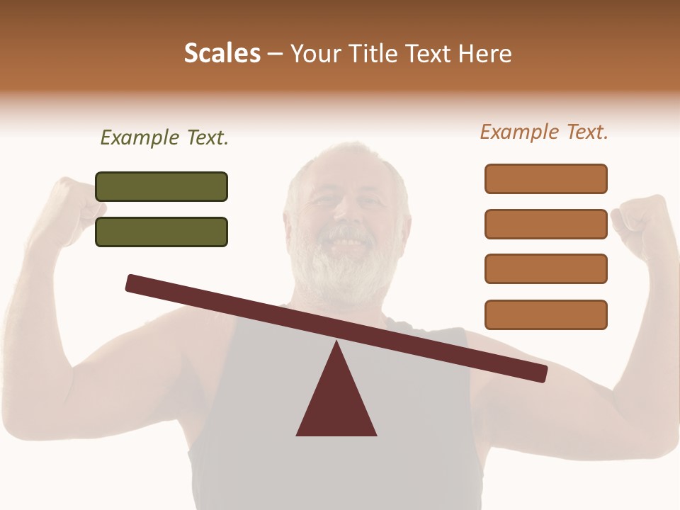 Happy Older Man Flexing During His Fitness Routine; Isolated On White PowerPoint Template