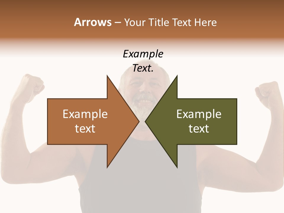 Happy Older Man Flexing During His Fitness Routine; Isolated On White PowerPoint Template