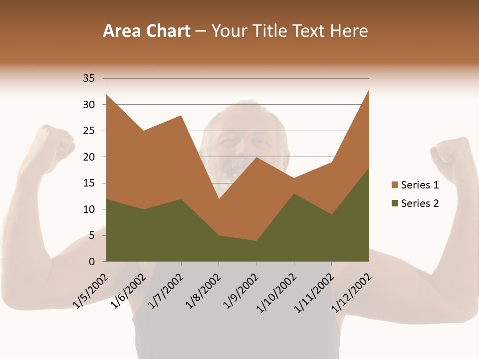 Happy Older Man Flexing During His Fitness Routine; Isolated On White PowerPoint Template