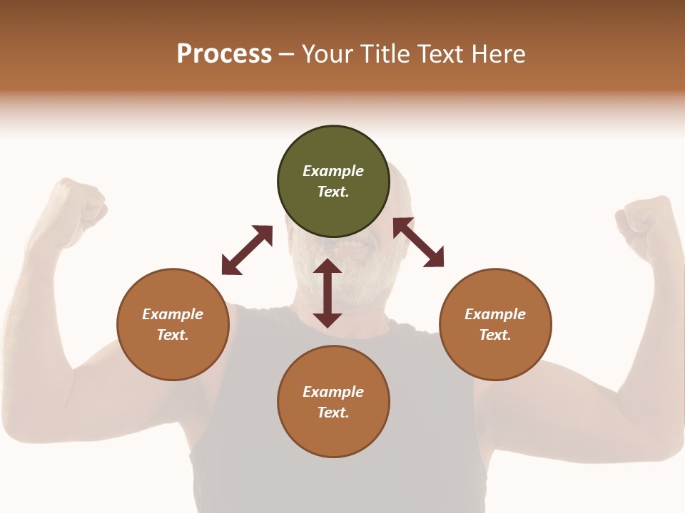 Happy Older Man Flexing During His Fitness Routine; Isolated On White PowerPoint Template