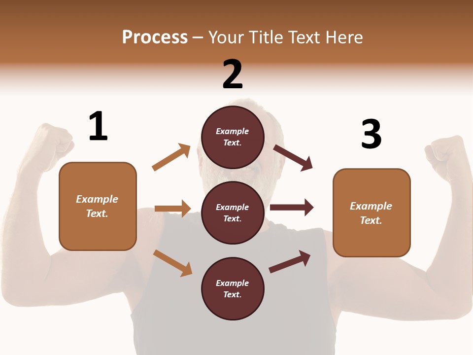 Happy Older Man Flexing During His Fitness Routine; Isolated On White PowerPoint Template