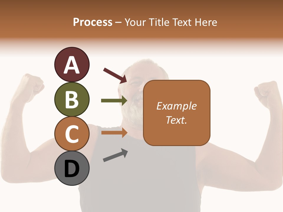 Happy Older Man Flexing During His Fitness Routine; Isolated On White PowerPoint Template