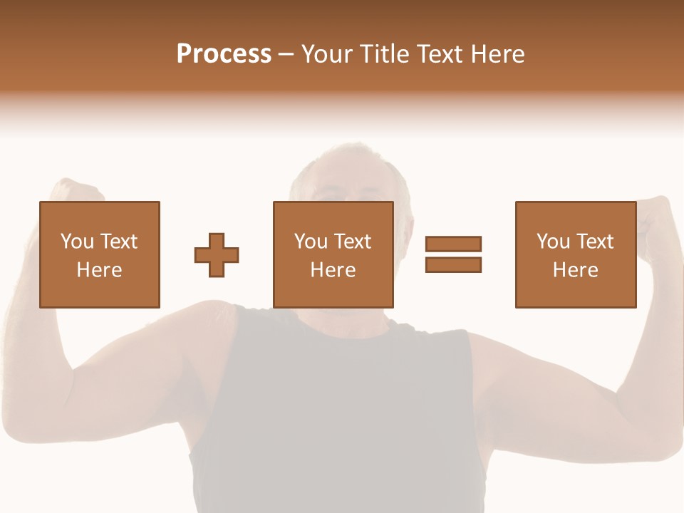 Happy Older Man Flexing During His Fitness Routine; Isolated On White PowerPoint Template