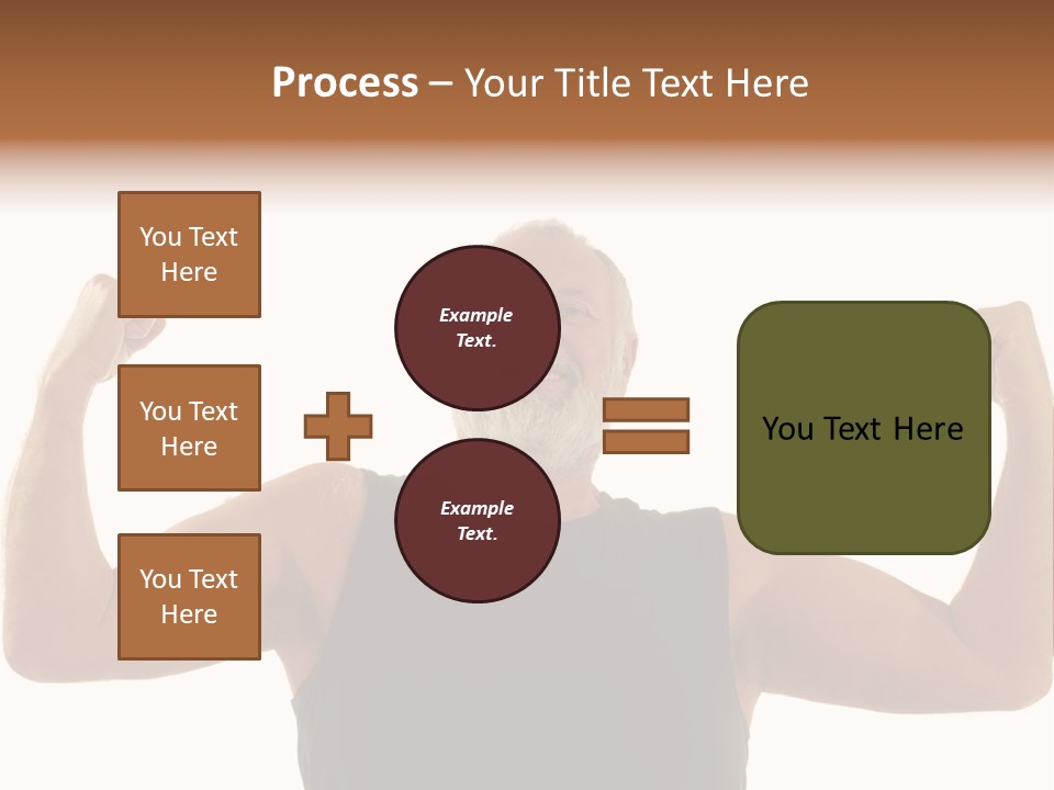 Happy Older Man Flexing During His Fitness Routine; Isolated On White PowerPoint Template