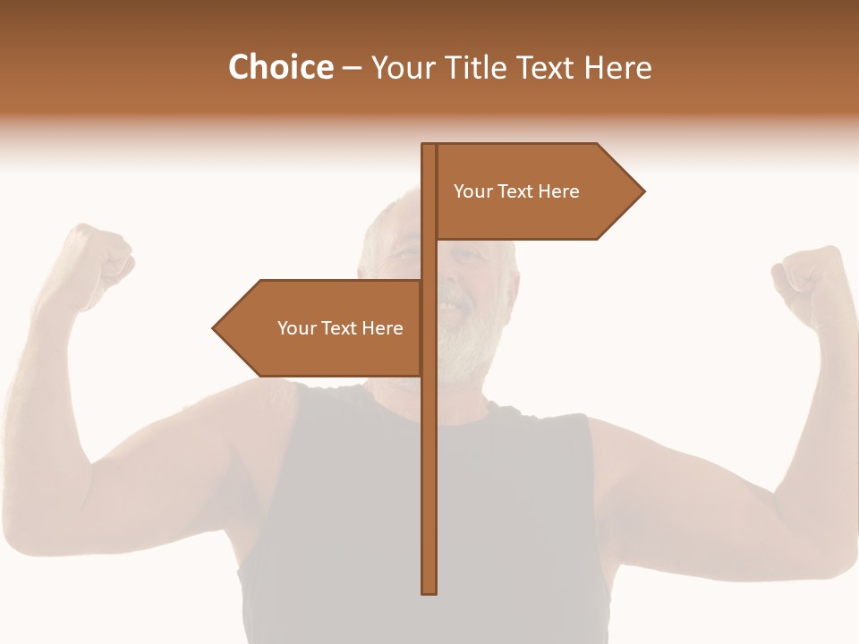 Happy Older Man Flexing During His Fitness Routine; Isolated On White PowerPoint Template