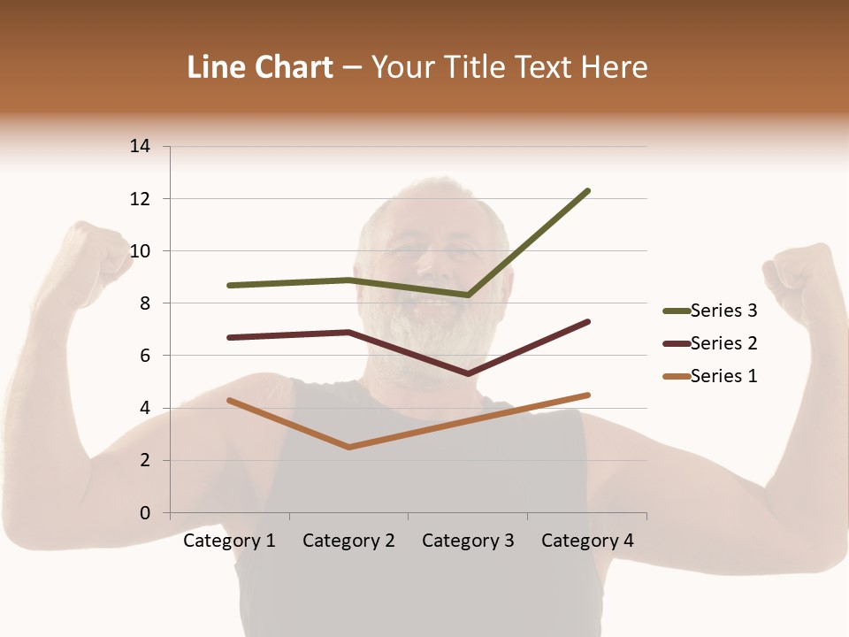 Happy Older Man Flexing During His Fitness Routine; Isolated On White PowerPoint Template