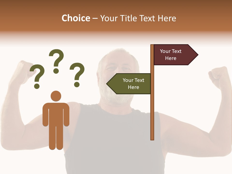 Happy Older Man Flexing During His Fitness Routine; Isolated On White PowerPoint Template