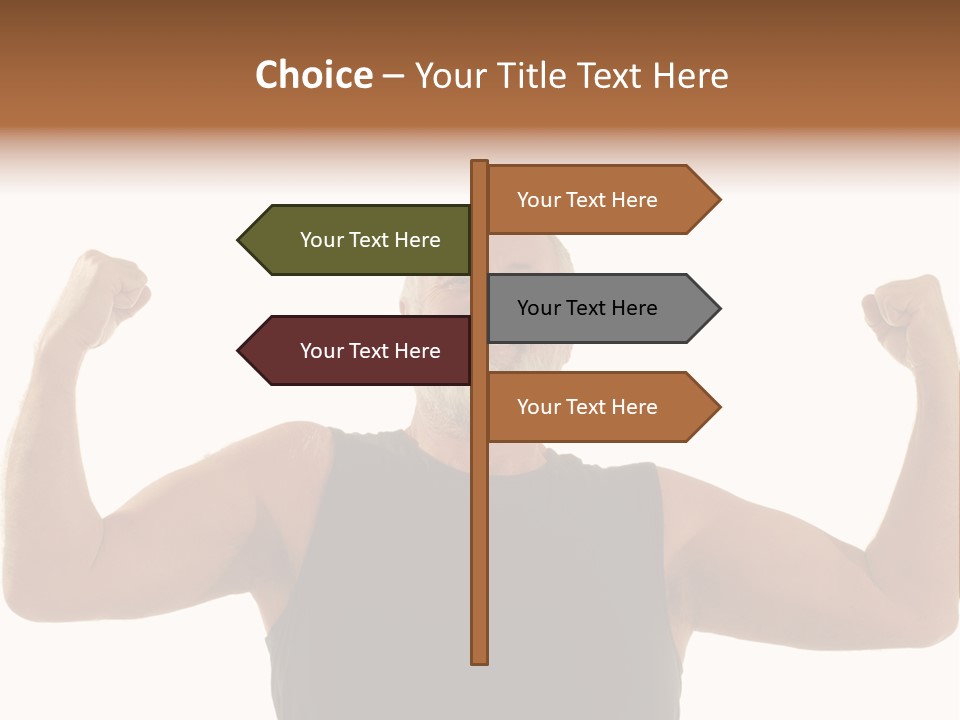 Happy Older Man Flexing During His Fitness Routine; Isolated On White PowerPoint Template