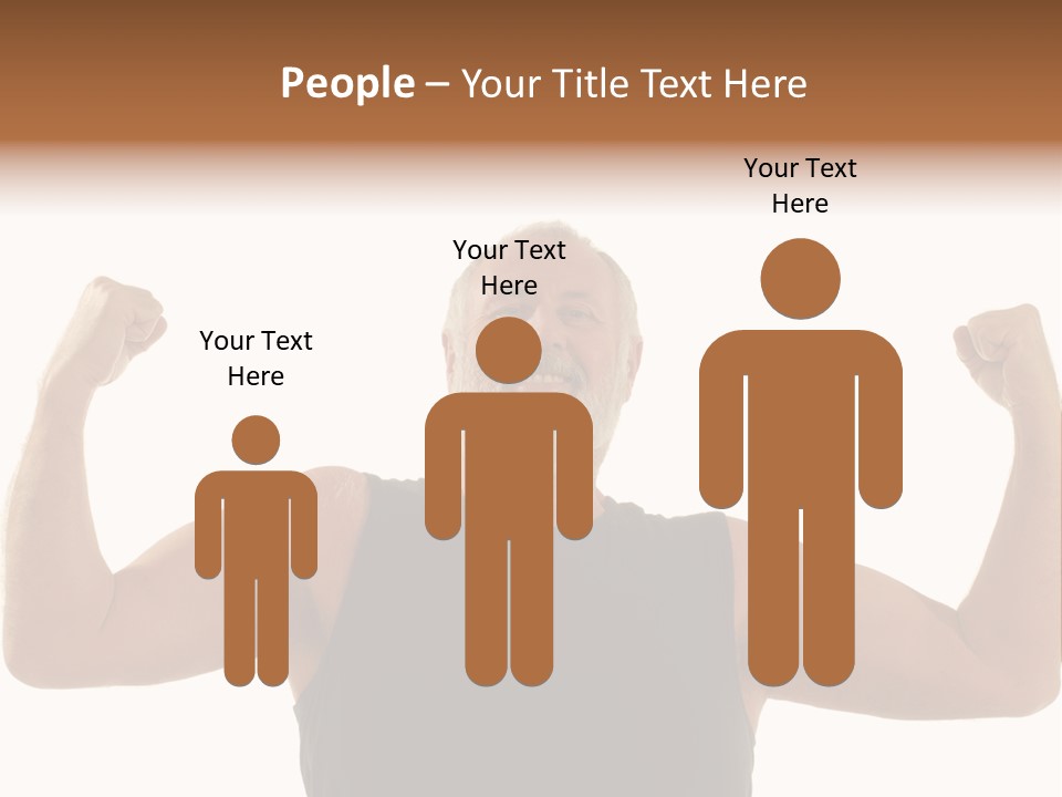 Happy Older Man Flexing During His Fitness Routine; Isolated On White PowerPoint Template