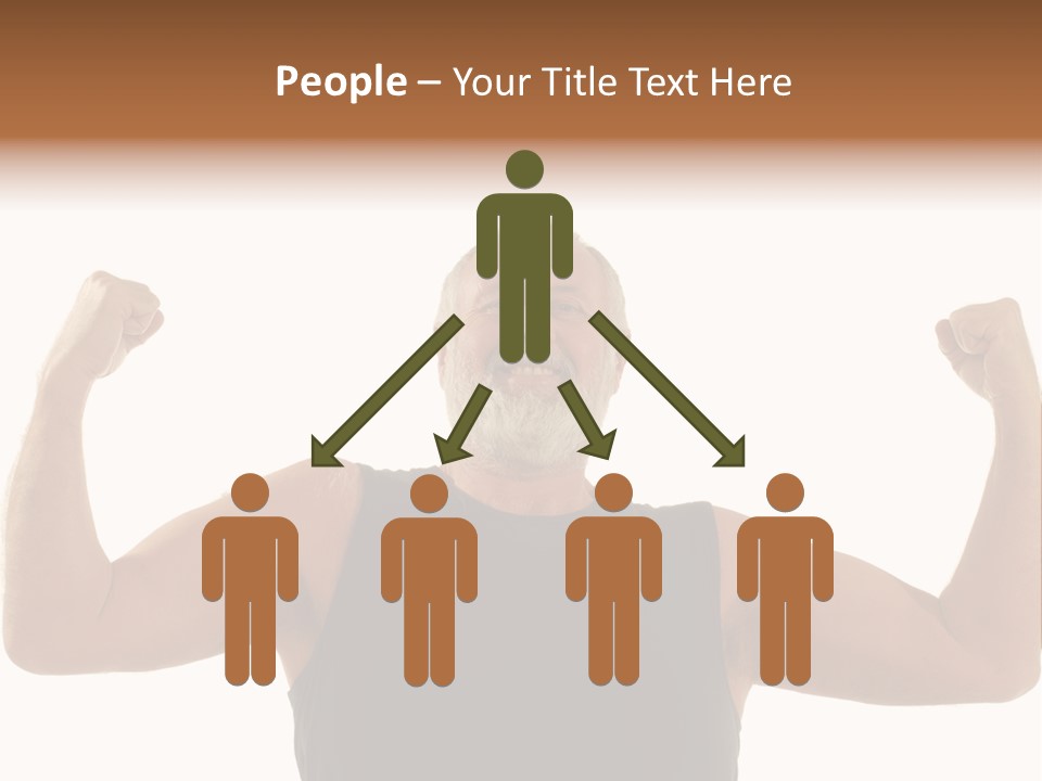 Happy Older Man Flexing During His Fitness Routine; Isolated On White PowerPoint Template