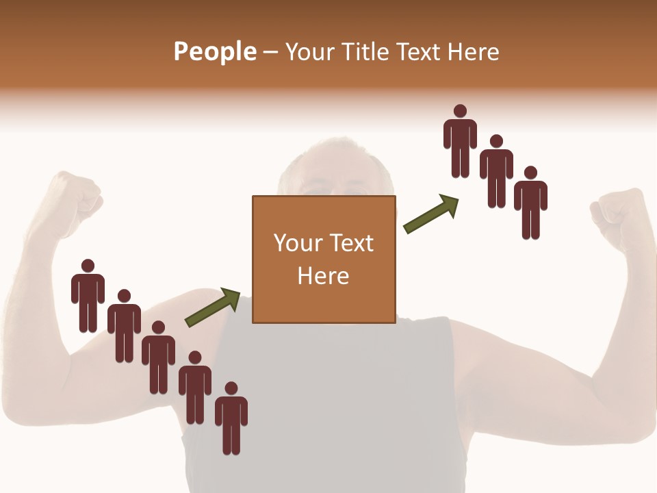 Happy Older Man Flexing During His Fitness Routine; Isolated On White PowerPoint Template