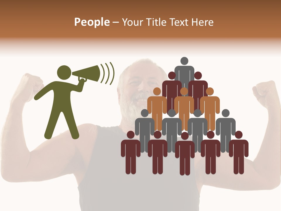 Happy Older Man Flexing During His Fitness Routine; Isolated On White PowerPoint Template