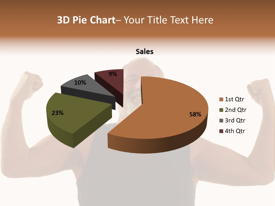 Happy Older Man Flexing During His Fitness Routine; Isolated On White PowerPoint Template