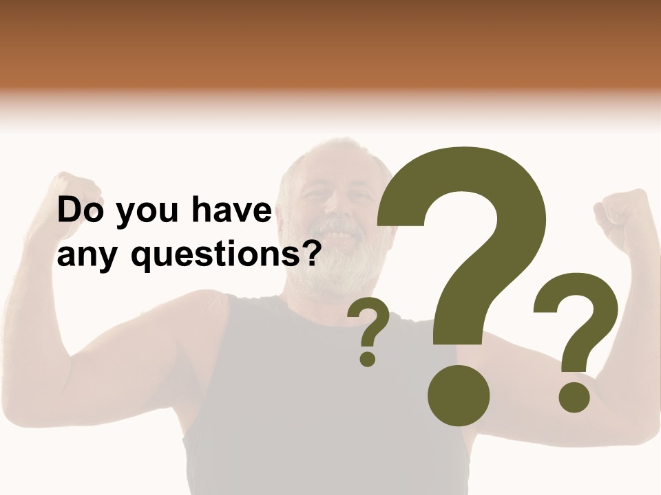 Happy Older Man Flexing During His Fitness Routine; Isolated On White PowerPoint Template