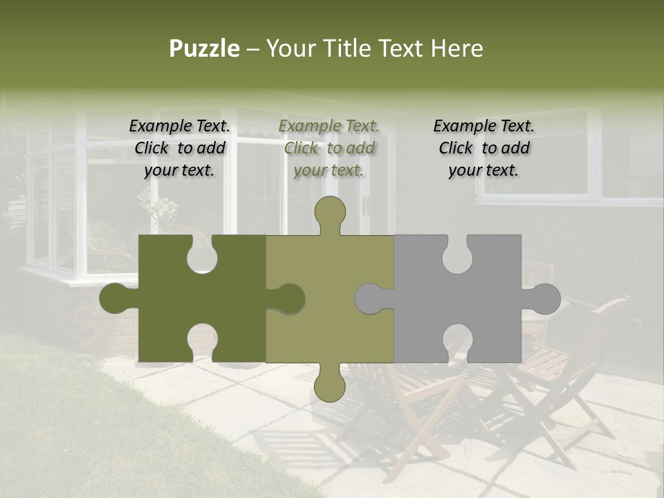 A Patio With A Table And Chairs In Front Of A House PowerPoint Template