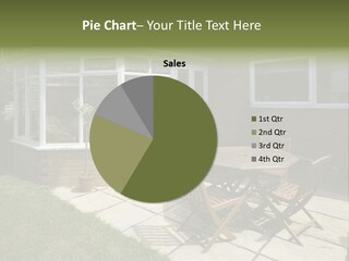 A Patio With A Table And Chairs In Front Of A House PowerPoint Template